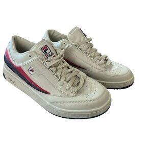 FILA T-1 Mens Mid Cream 1VT034LX-193 Navy Red Sneakers Size 12